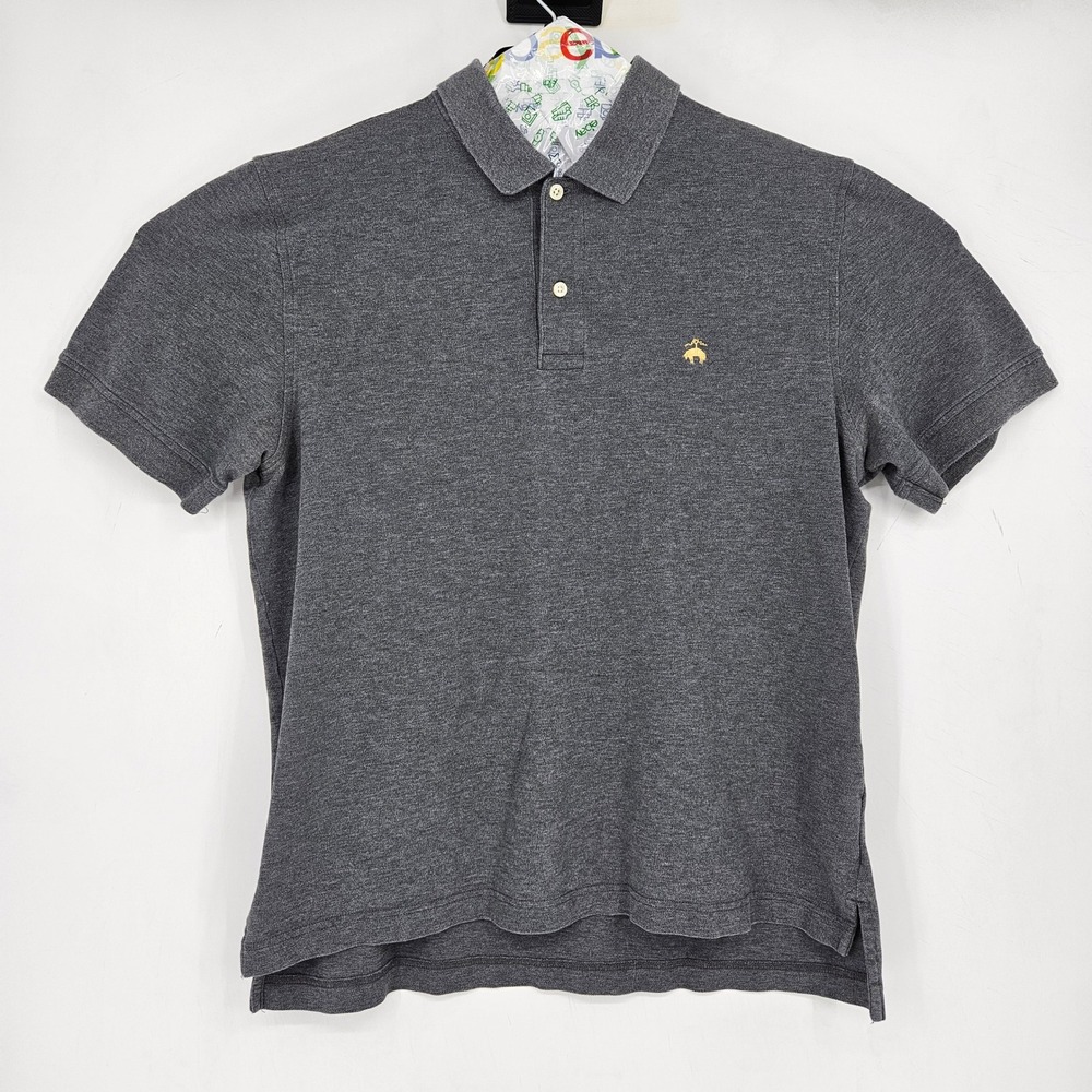 Brooks Brothers Polo Shirt Mens Large Short‎ Sleeve Gray Performance Casual